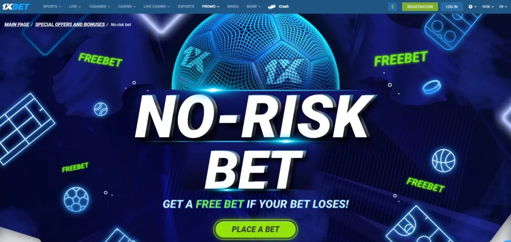 No risk bets promo from 1xBet India